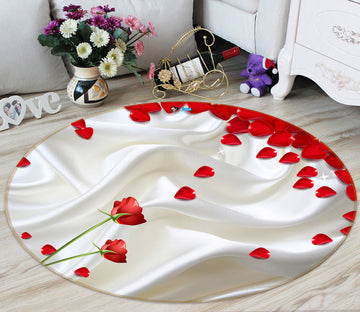 3D Petal Silk 80278 Round Non Slip Rug Mat