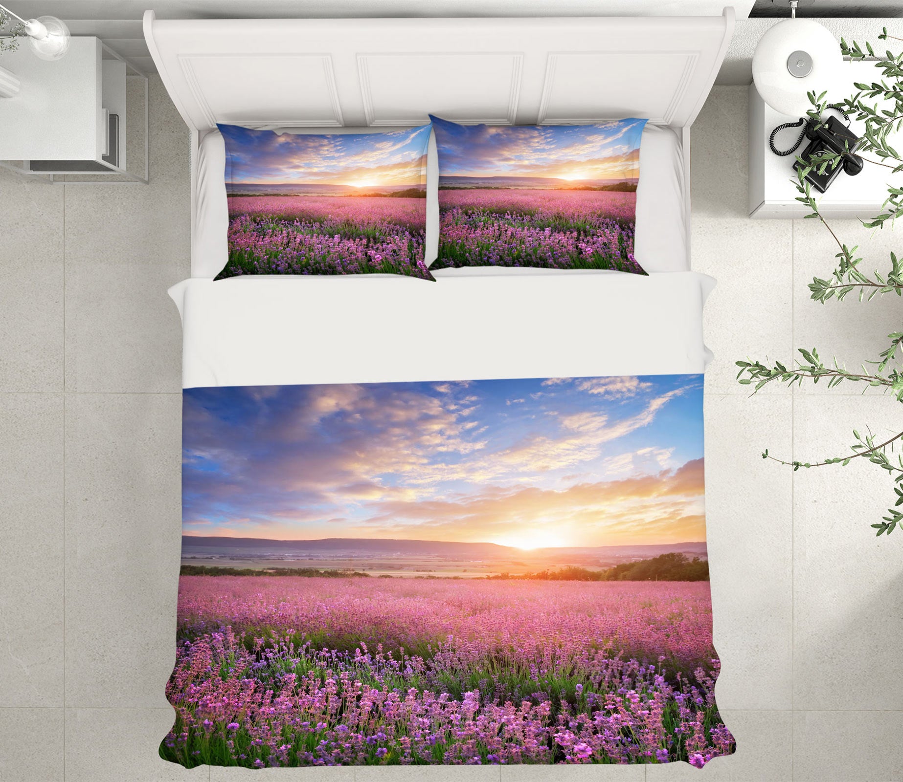 3D Lavender Bushes 59117 Bed Pillowcases Quilt