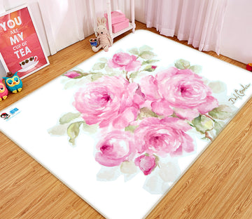 3D Pink Flowers 1013 Debi Coules Rug Non Slip Rug Mat