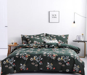 3D Floral Black Background 2002 Bed Pillowcases Quilt