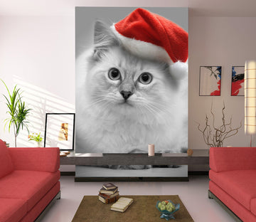 3D Kitten Christmas Hat 112 Wall Murals Wallpaper AJ Wallpaper 2 