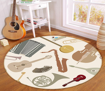 3D Musical Instrument 64120 Round Non Slip Rug Mat