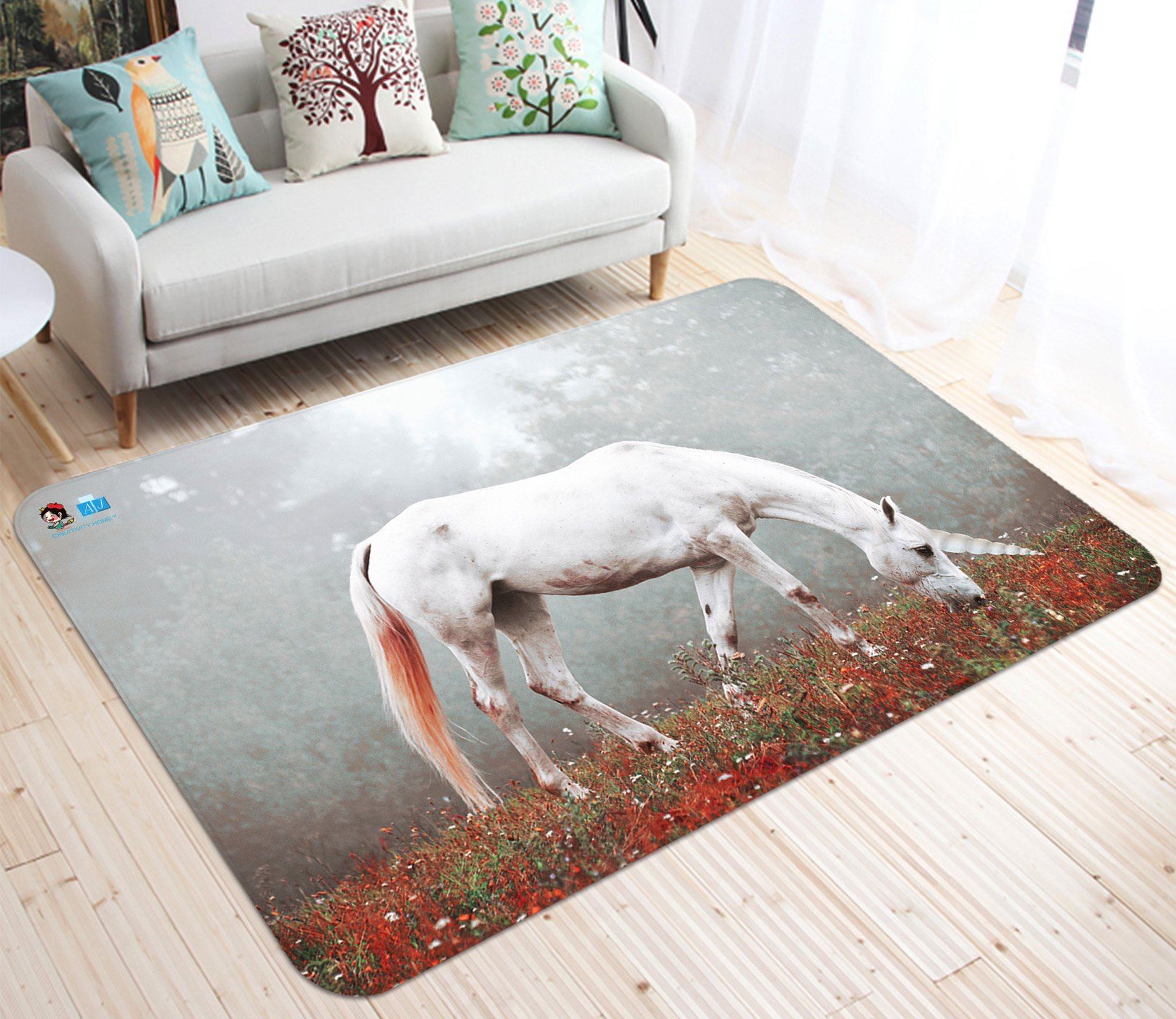 3D Flower Sea Unicorn 76 Non Slip Rug Mat Mat AJ Creativity Home 