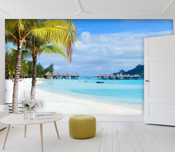 3D Coconut Tree Beach 1448 Wall Murals Wallpaper AJ Wallpaper 2 