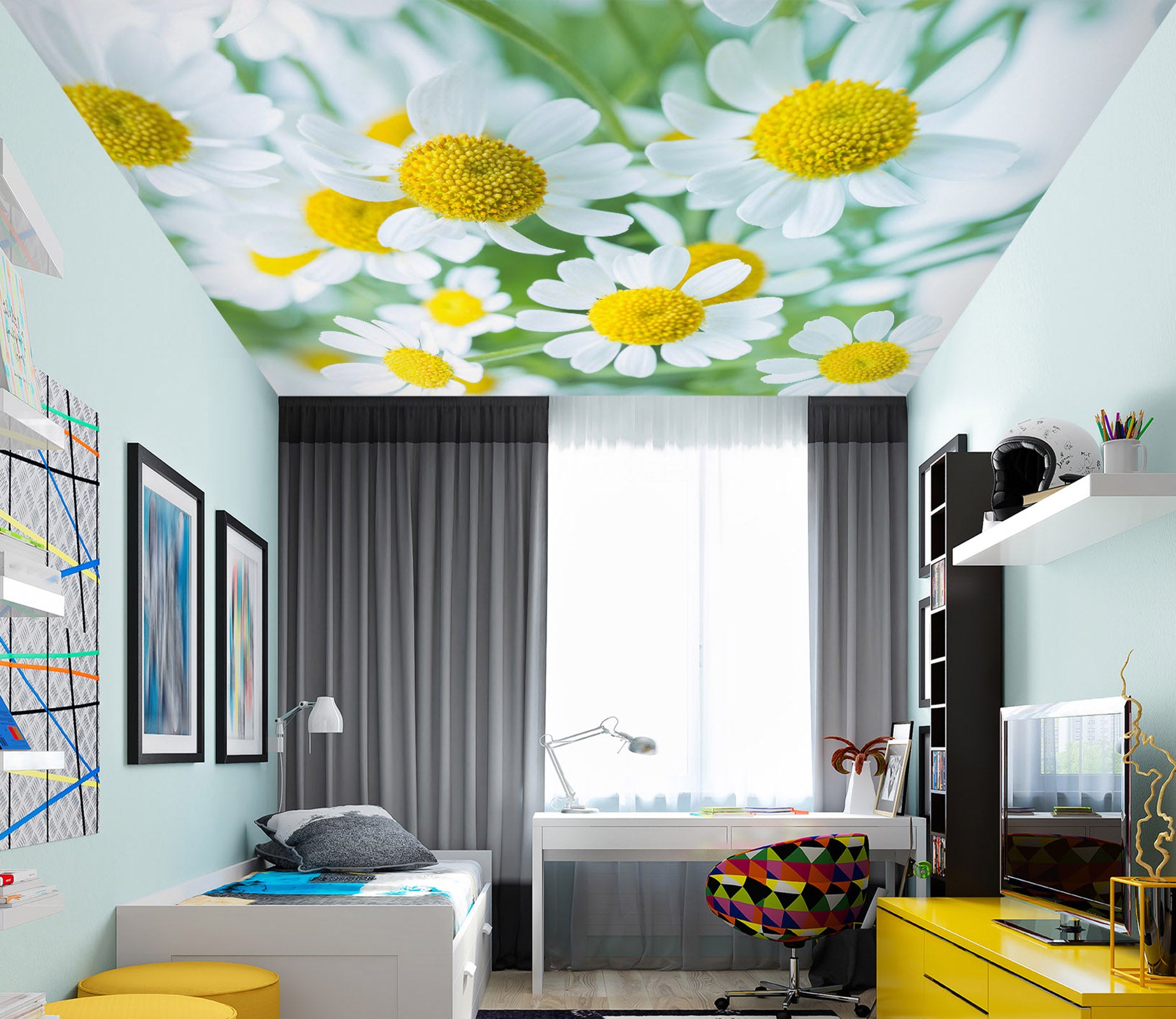 3D White Daisy Petals 2583 Assaf Frank Ceiling Wallpaper Murals