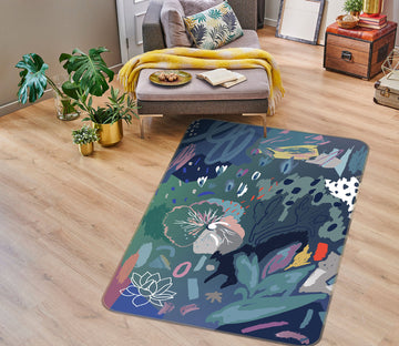 3D Abstract Flowers Pattern 33096 Non Slip Rug Mat
