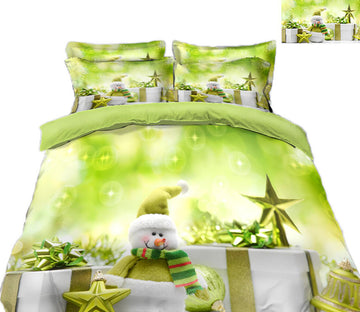 3D Green Snowman 45107 Christmas Quilt Duvet Cover Xmas Bed Pillowcases