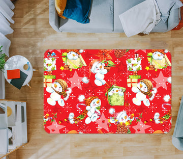 3D Snowman Pattern 54229 Christmas Non Slip Rug Mat Xmas