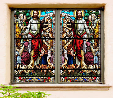 3D Baby Prayer 157 Window Film Print Sticker Cling Stained Glass UV Block
