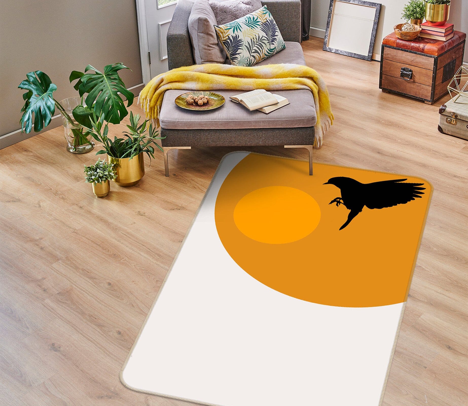3D Moon Bird Wings 1118 Boris Draschoff Rug Non Slip Rug Mat Mat AJ Creativity Home 