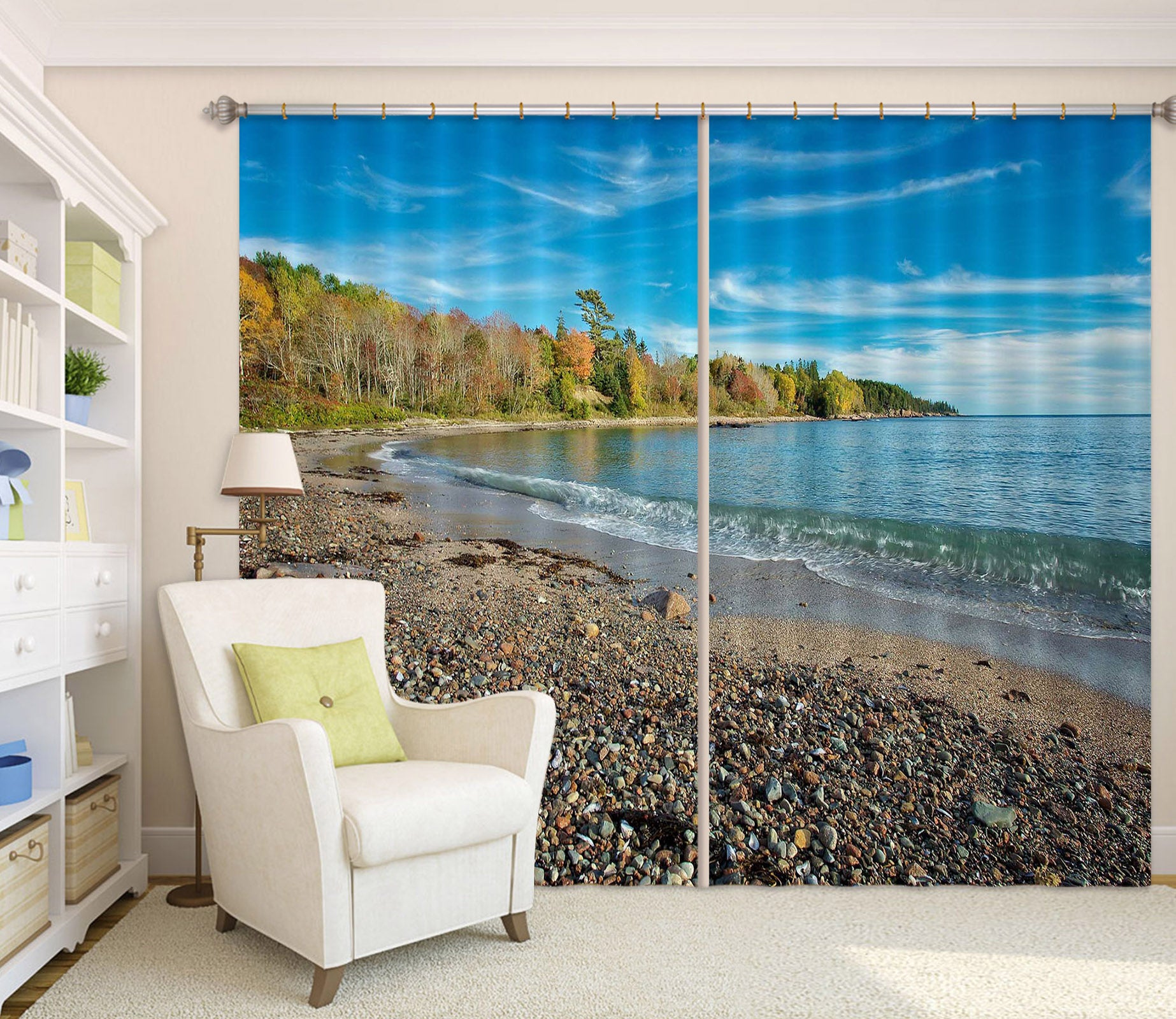 3D Seaside Stones 61214 Kathy Barefield Curtain Curtains Drapes