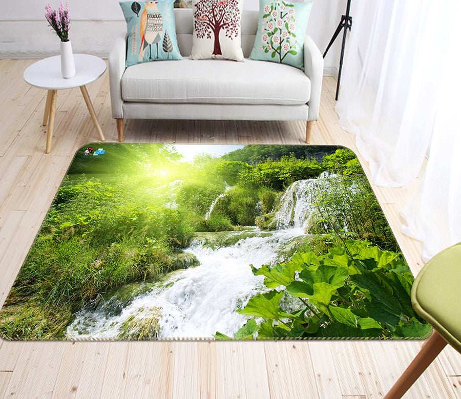 3D Jungle Waterfall 66085 Non Slip Rug Mat