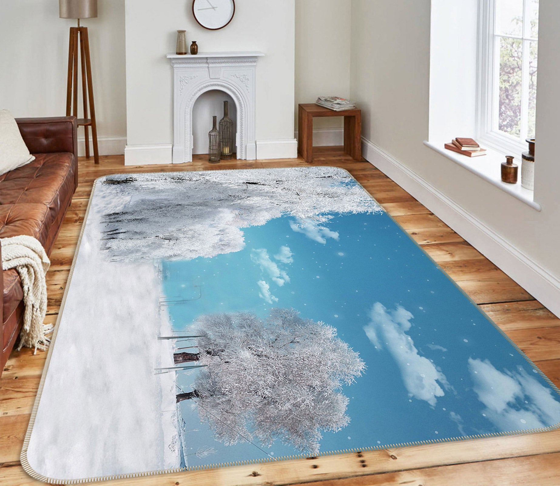 3D Snow Tree 75196 Non Slip Rug Mat