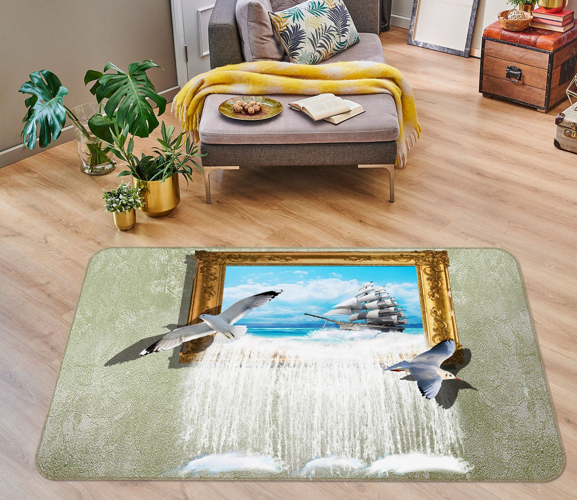 3D Picture Frame Seagull 35168 Non Slip Rug Mat
