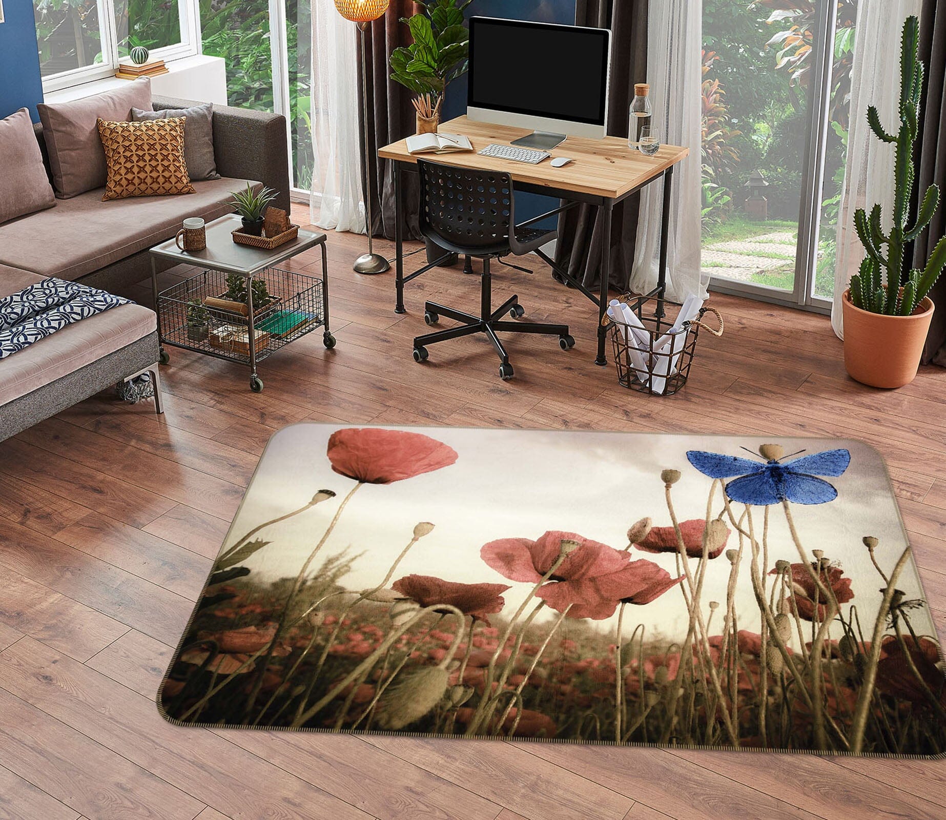 3D Butterfly Flower 1141 Marco Carmassi Rug Non Slip Rug Mat Mat AJ Creativity Home 