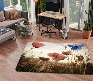 3D Butterfly Flower 1141 Marco Carmassi Rug Non Slip Rug Mat Mat AJ Creativity Home 