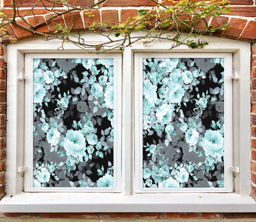 3D Green Flower 359 Window Film Print Sticker Cling Stained Glass UV Block