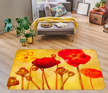 3D Orange Flowers 76001 Non Slip Rug Mat