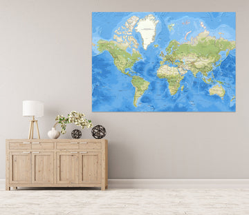 3D Oasis Sea 273 World Map Wall Sticker