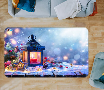 3D Snow Candle 55116 Christmas Non Slip Rug Mat Xmas