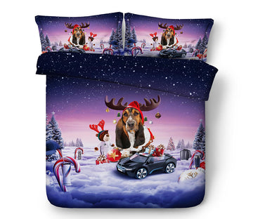 3D Dog Car Christmas Outfit 46087 Christmas Quilt Duvet Cover Xmas Bed Pillowcases