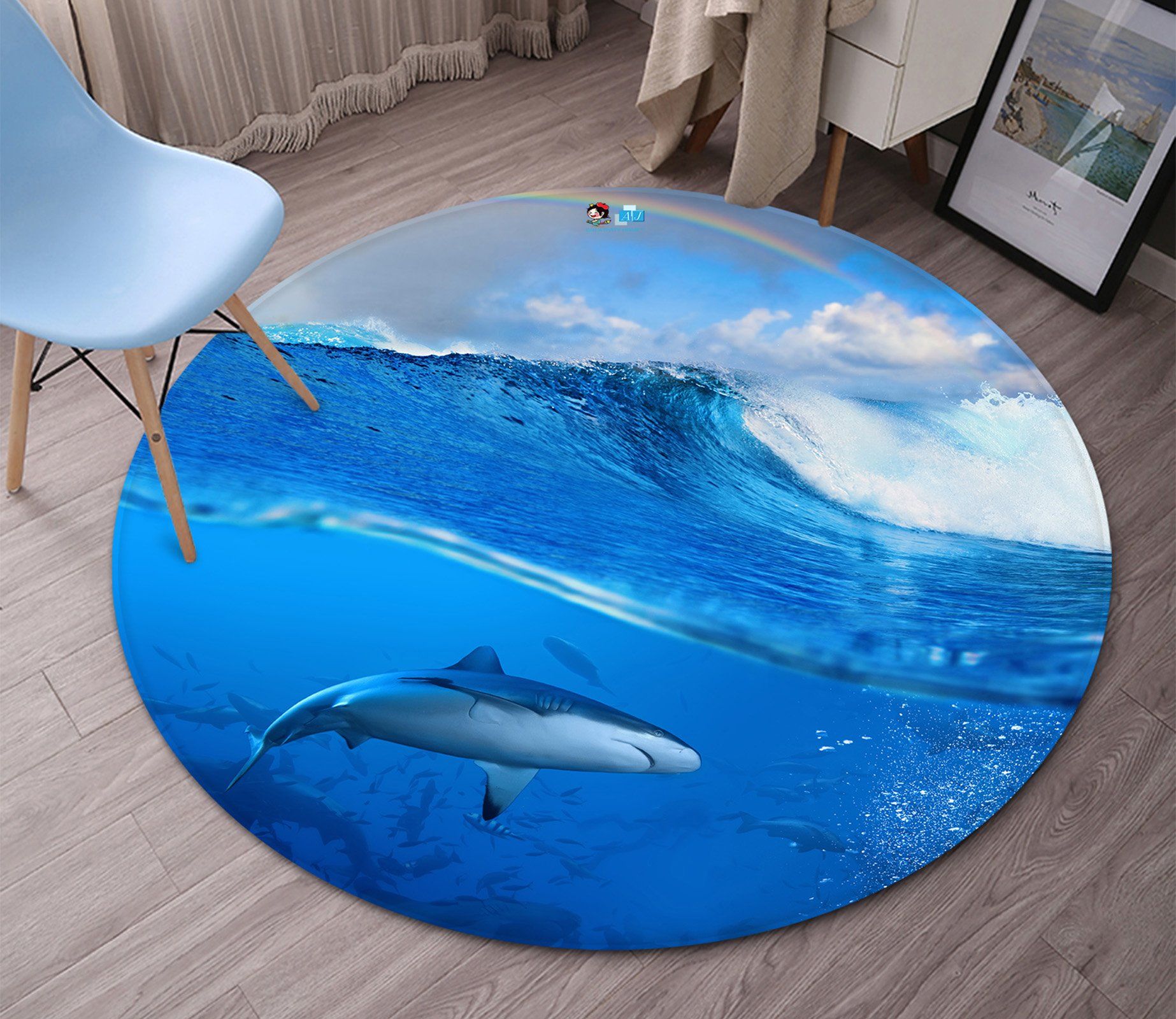 3D Shark 2795 Round Non Slip Rug Mat Mat AJ Creativity Home 
