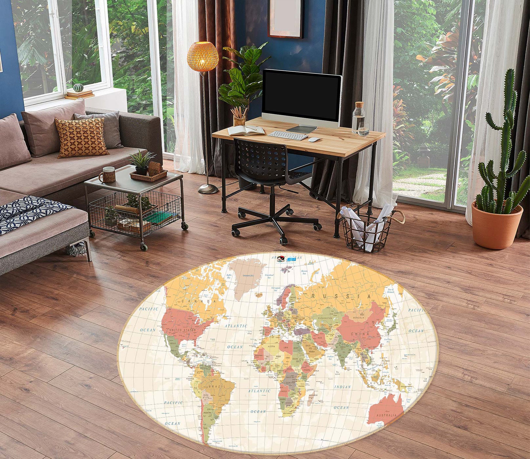 3D Map 80239 Round Non Slip Rug Mat