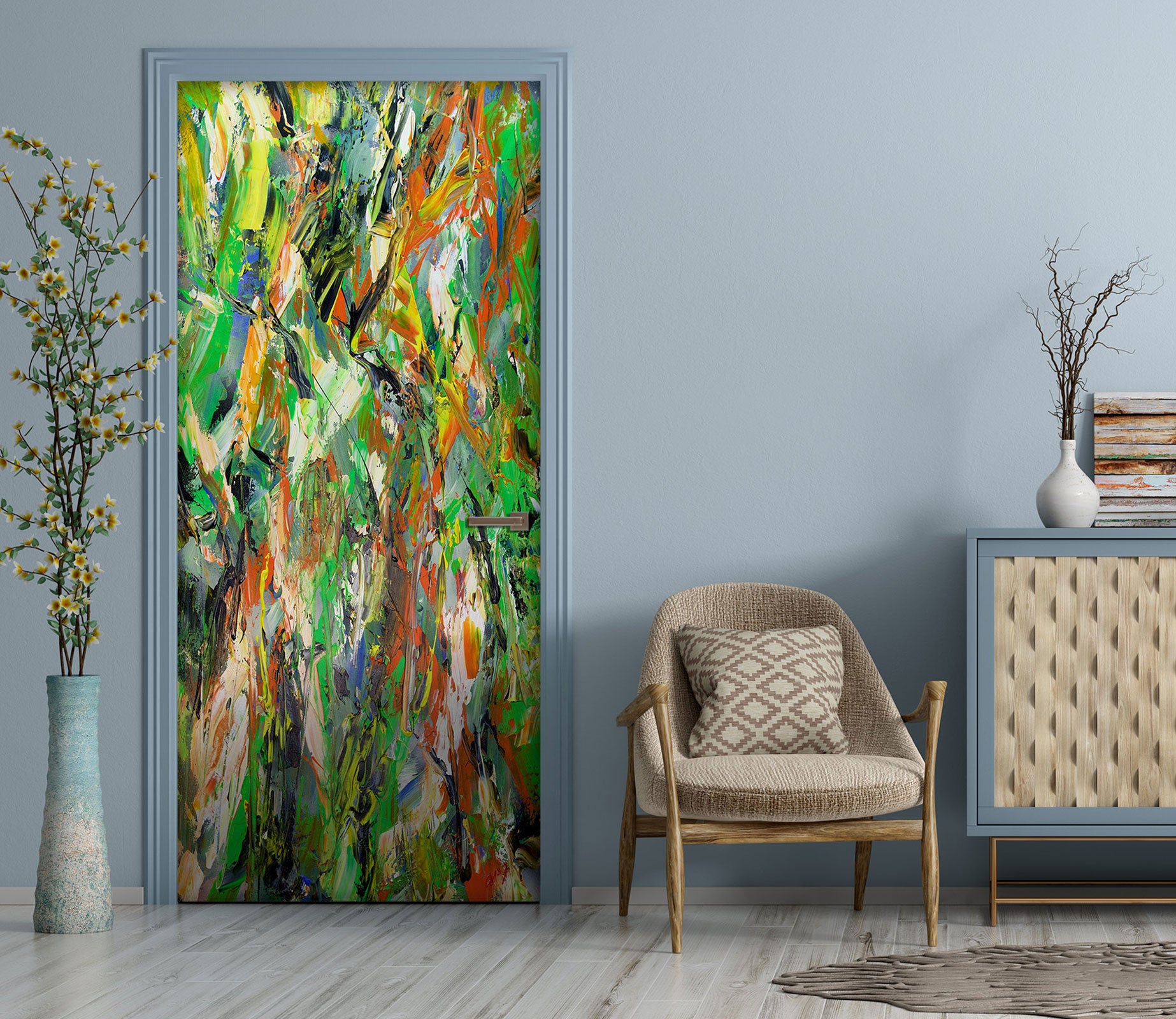 3D Green Brown Paint Texture 93190 Allan P. Friedlander Door Mural