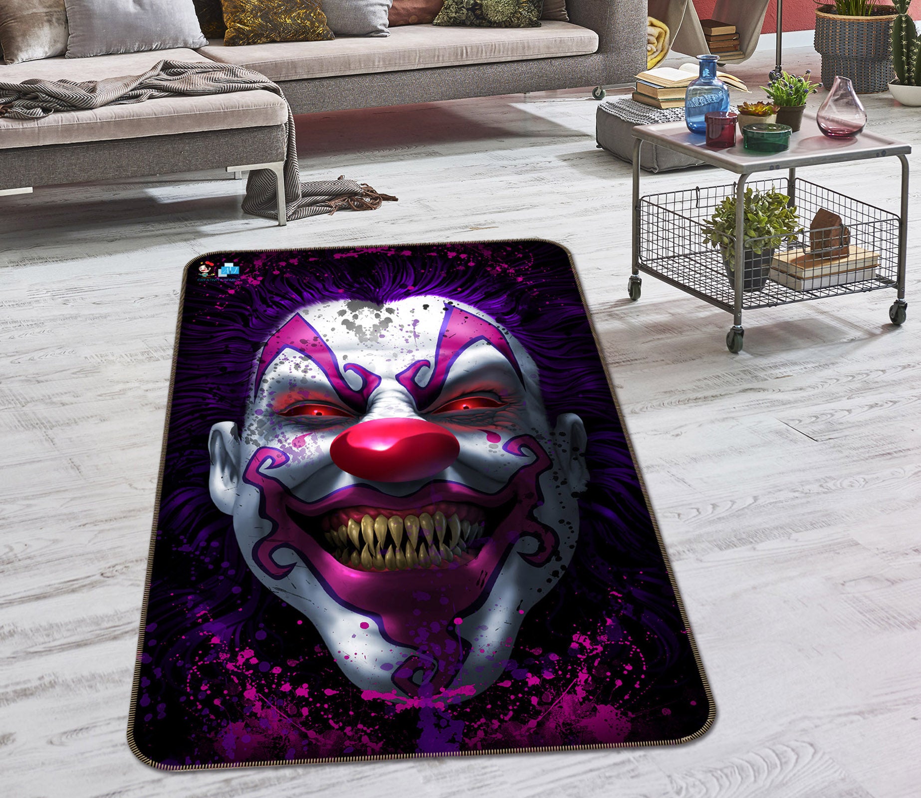 3D Clown 4145 Tom Wood Rug Non Slip Rug Mat
