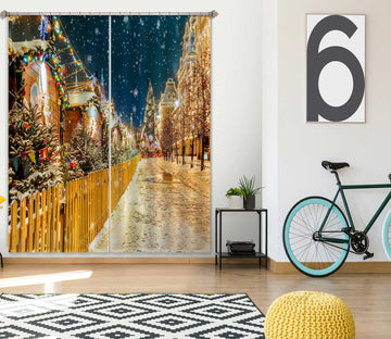 3D Street Tree Snowing 52055 Christmas Curtains Drapes Xmas