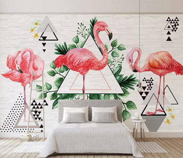 3D Flamingo Gardenia WC648 Wall Murals