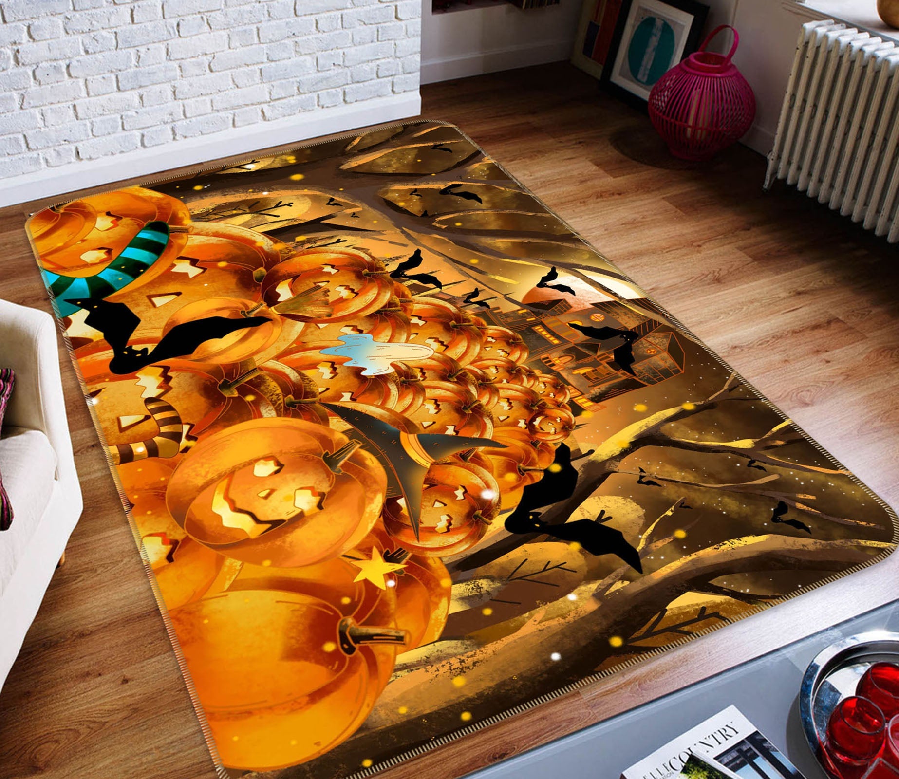 3D Castle Pumpkin Festival 208 Halloween Non Slip Rug Mat Mat AJ Creativity Home 