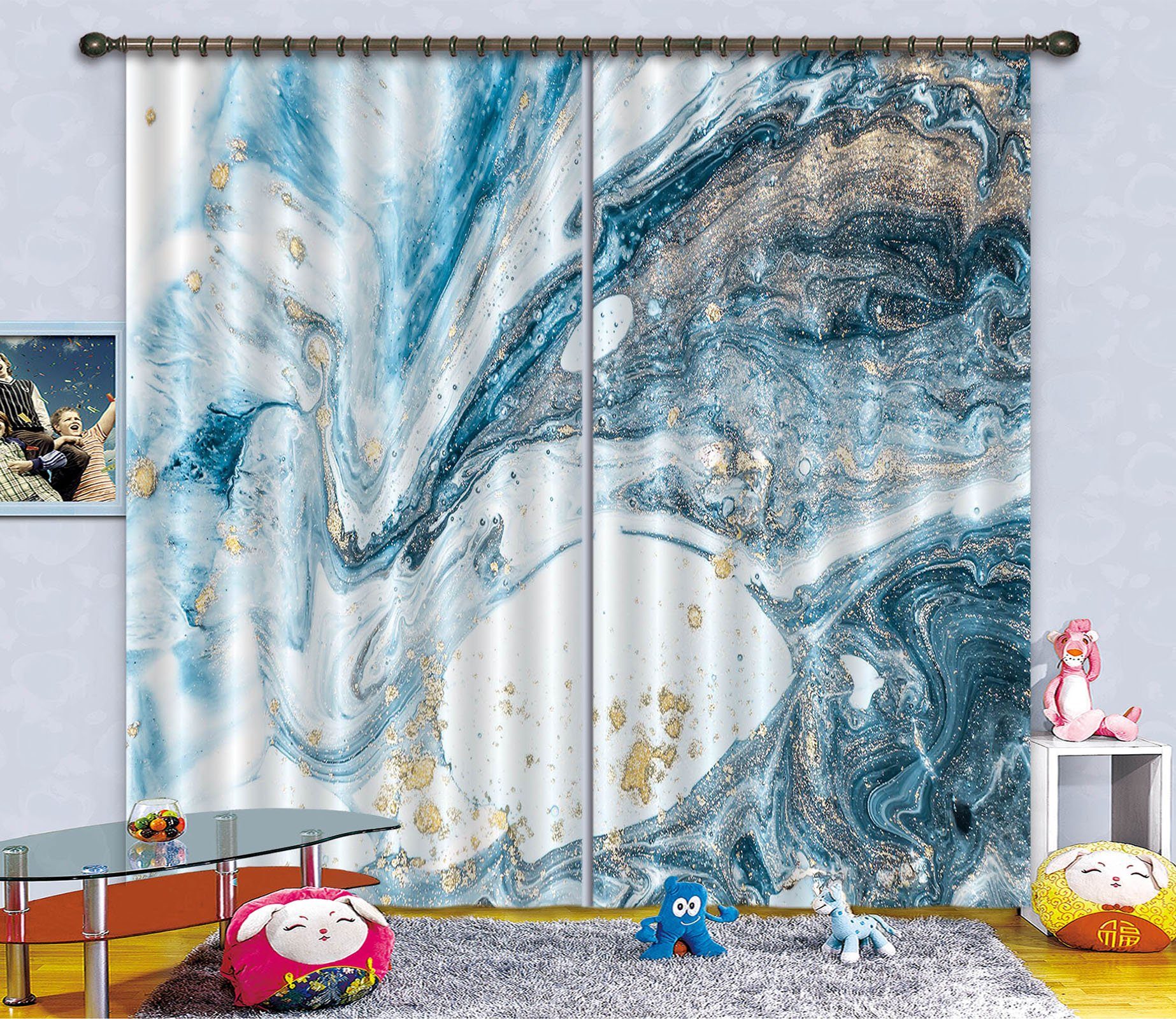 3D Mobile Abstract Painting 66 Curtains Drapes Curtains AJ Creativity Home 