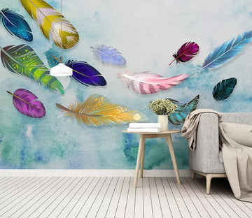 3D Colored Feathers WC687 Wall Murals