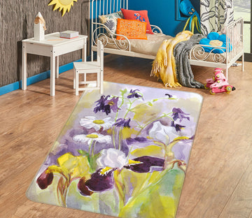 3D Flowers Pattern 33058 Non Slip Rug Mat