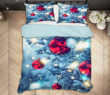 3D Snow Tree Red Ball 51018 Christmas Quilt Duvet Cover Xmas Bed Pillowcases