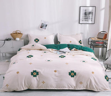 3D Green Flower 12098 Bed Pillowcases Quilt
