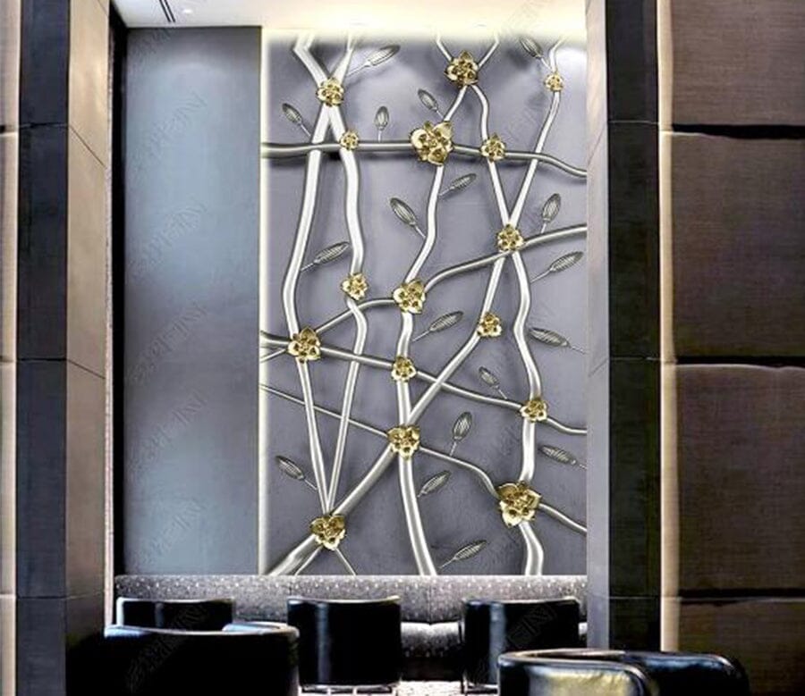 3D Golden Flower WC288 Wall Murals Wallpaper AJ Wallpaper 2 