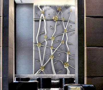 3D Golden Flower WC288 Wall Murals Wallpaper AJ Wallpaper 2 