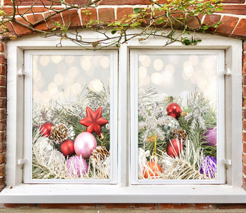 3D Ball Pendant 42185 Christmas Window Film Print Sticker Cling Stained Glass Xmas