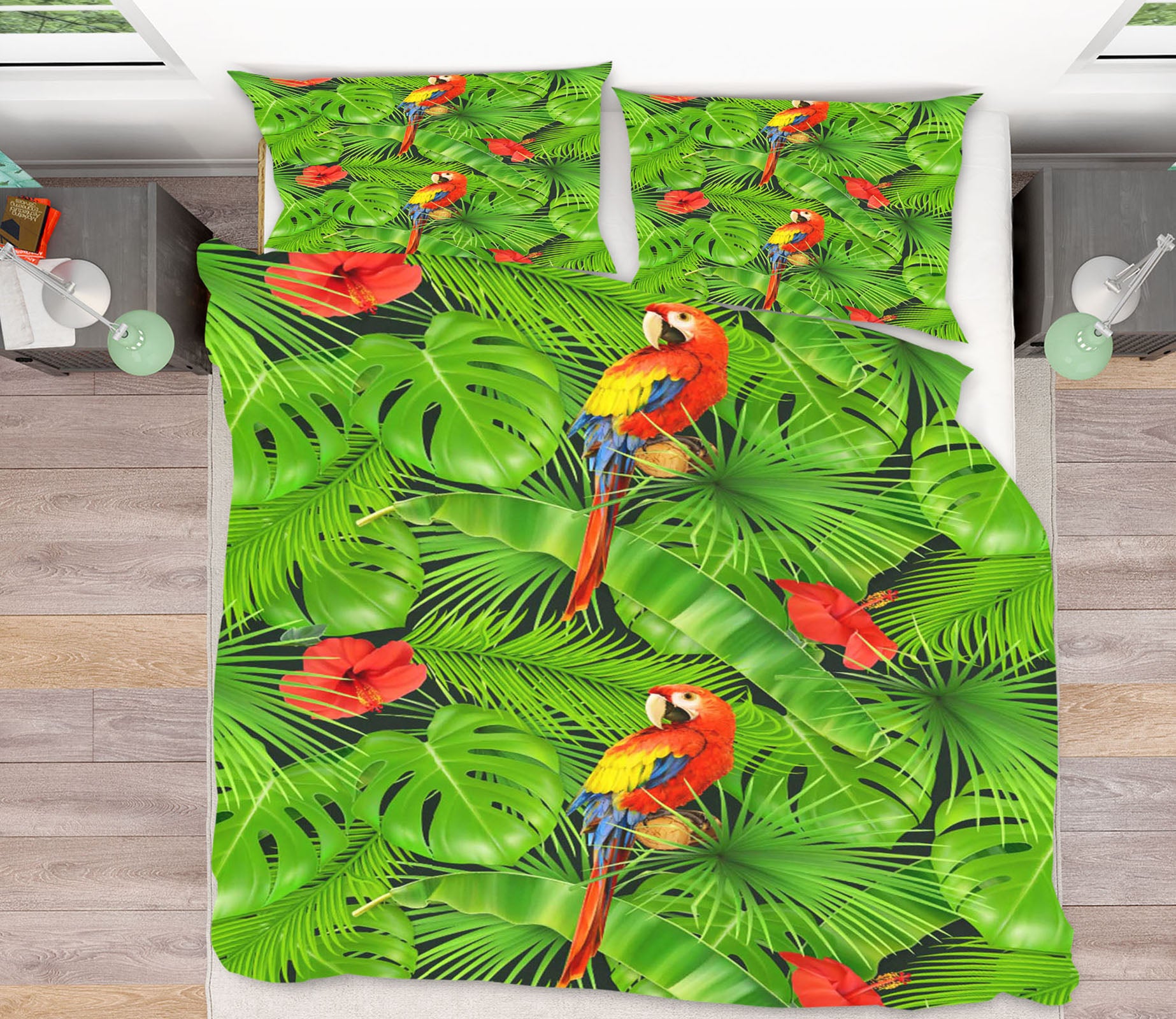 3D Parrot Leaves 60151 Bed Pillowcases Quilt