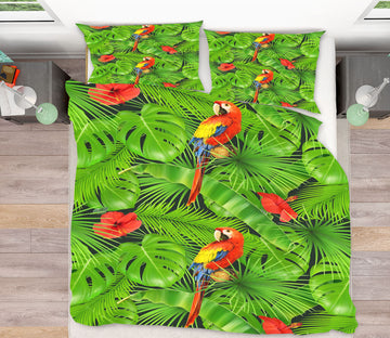 3D Parrot Leaves 60151 Bed Pillowcases Quilt