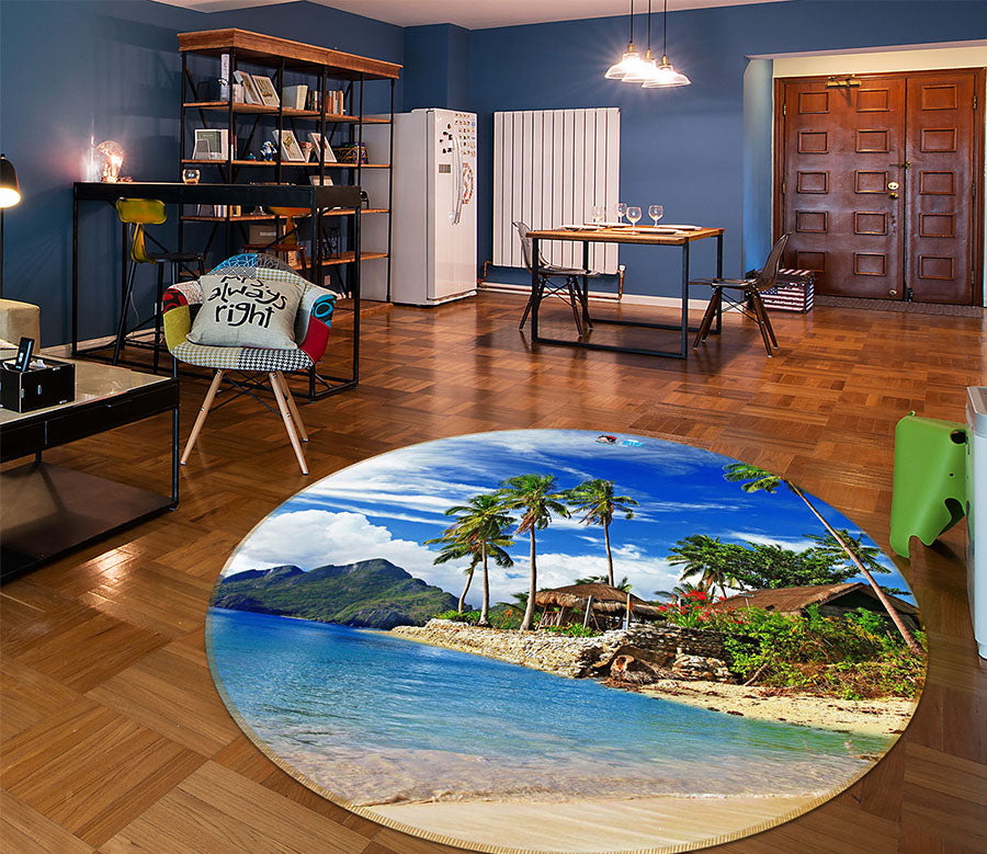 3D Seaside 66169 Round Non Slip Rug Mat