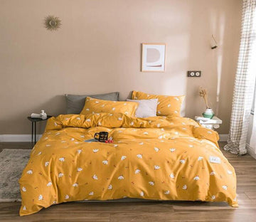 3D White Flower On Yellow Background 6191 Bed Pillowcases Quilt