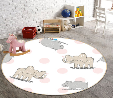 3D Elephant 64160 Round Non Slip Rug Mat