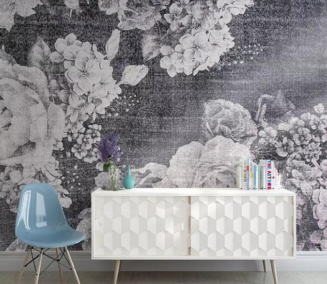 3D Gray Flowers 204 Wall Murals Wallpaper AJ Wallpaper 2 