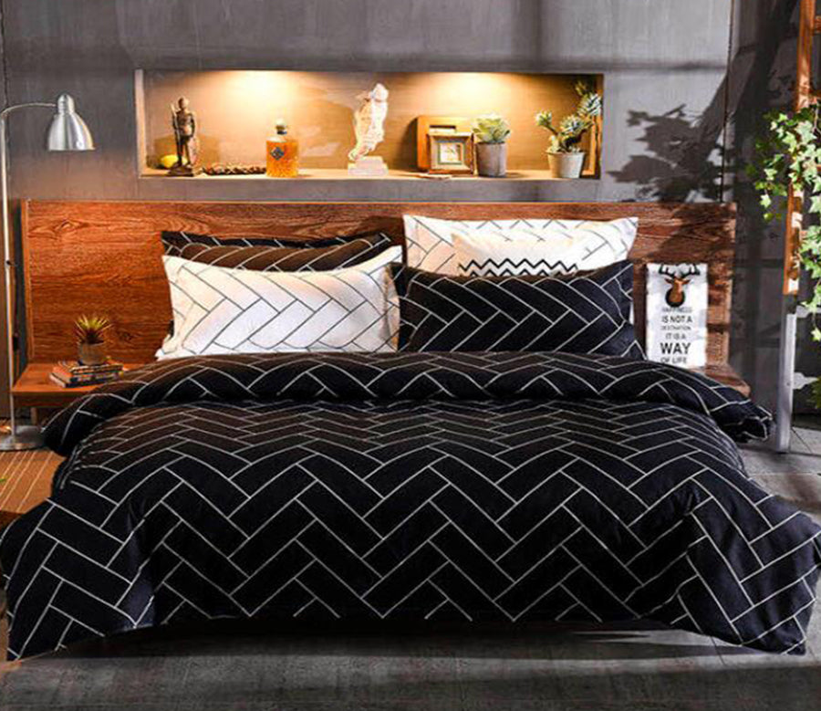3D Black Rectangle 2092 Bed Pillowcases Quilt