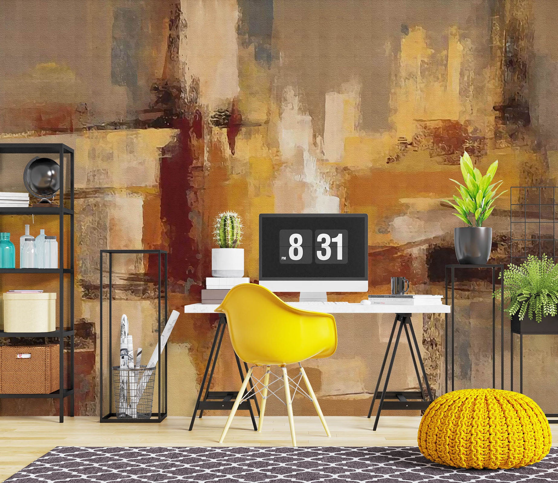 3D Orange Paint 1018 Wall Murals