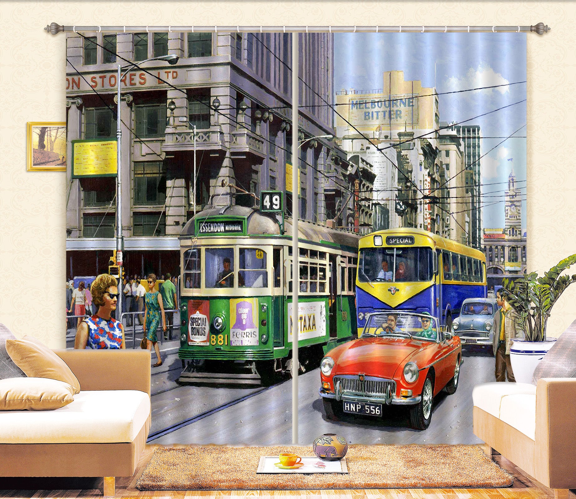 3D Street Vehicle 154 Kevin Walsh Curtain Curtains Drapes
