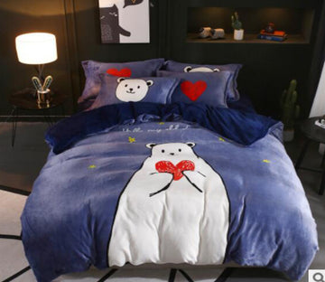 3D Polar Bear Love 17031 Bed Pillowcases Quilt